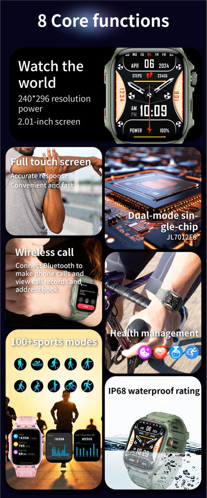 Electronic Smart Watch BT Call Heart Rate Monitor Smartwatch Fitness Tracker Waterproof Sport Watches for Man Woman Android 2026