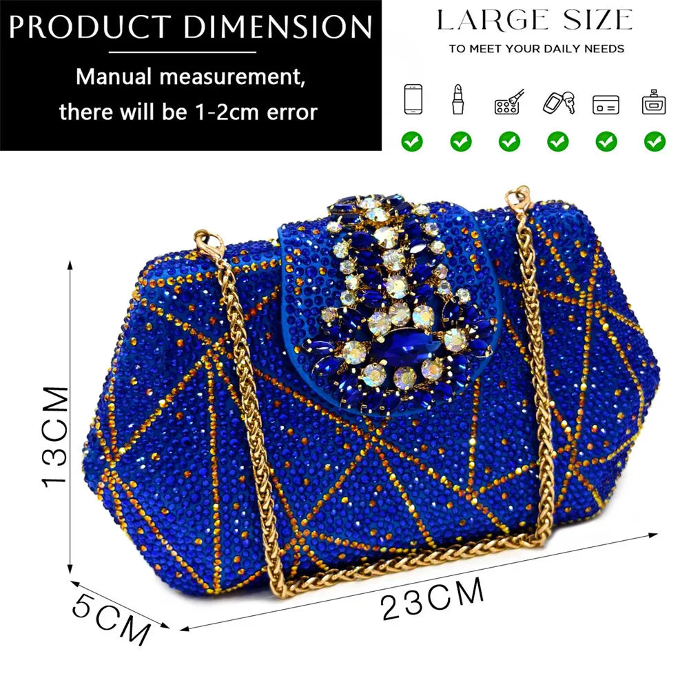 Women's Evening Clutch Bag Party Purse Luxury Wedding Clutch For Bridal Exquisite Crystal Ladies Handbag Apricot Green Wallet