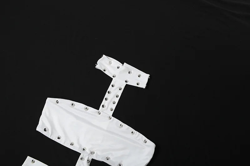 Sexy Halter Neck Cutout Bodycon Jumpsuit Women 2026 Summer Solid Studded Hollow Out Biker Short Romper Party Clubwear Outfits