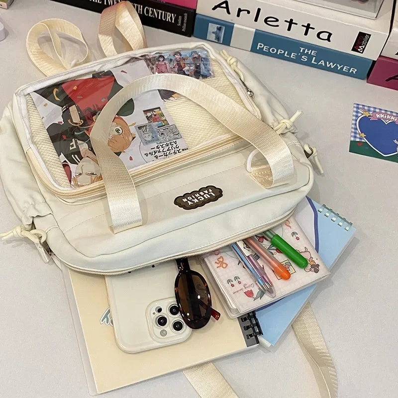 Y2K Japanese Preppy Style Shoulder Crossbody Bag New Nylon School Bags for Teenage Girls Transparent Itabag Backpacks Ita Bag