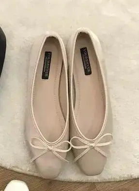 Luxury Lace Tie Leg Satin Silk Ballet Flats Woman Square Toe Bowknot Elastic Band Ballerinas Ladies Wedding Mary Janes Shoes