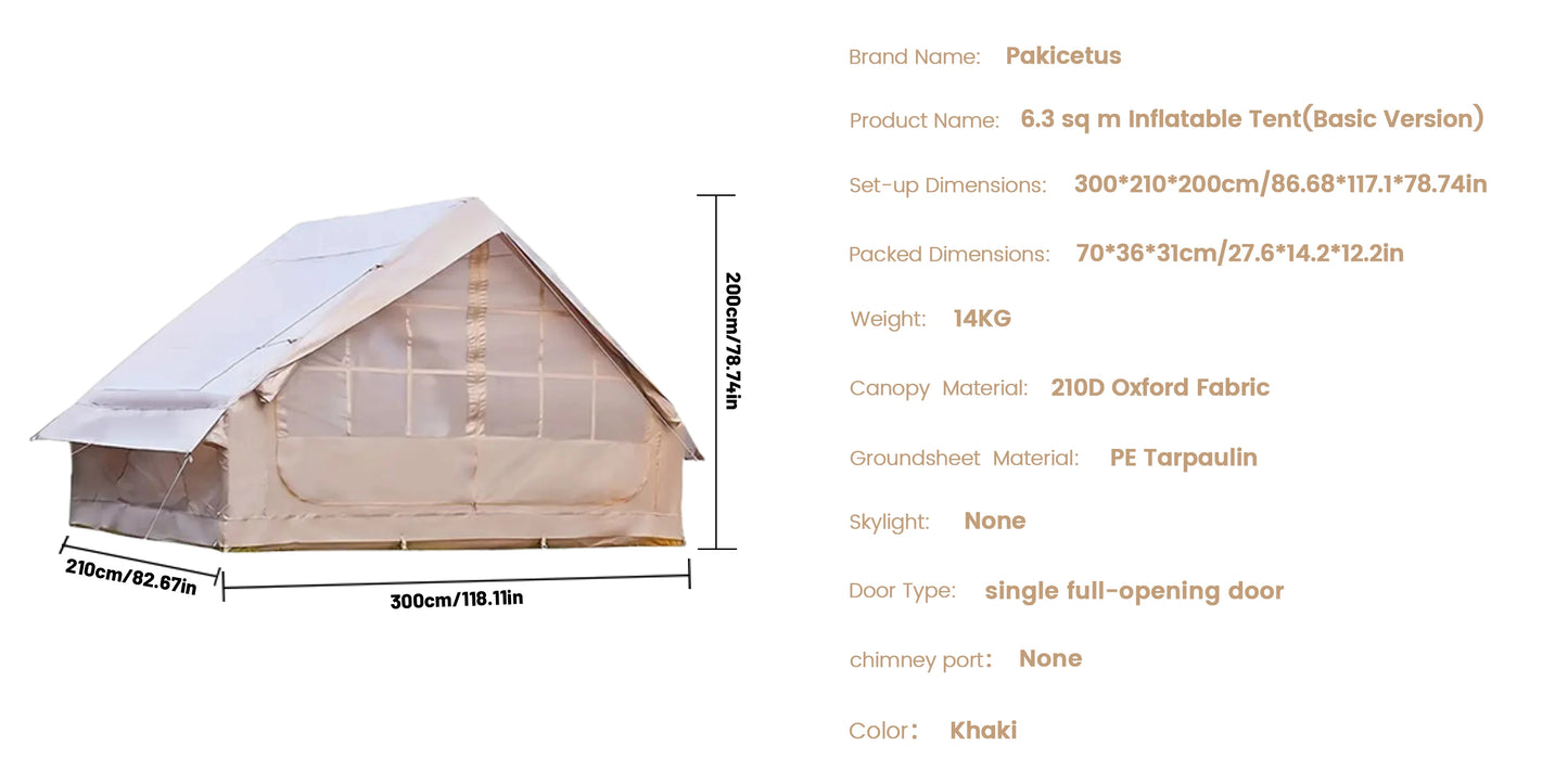 PAKICETUS Inflatable camping tent 4-8 people with windows portable water-resistant camping tent  Four season tents