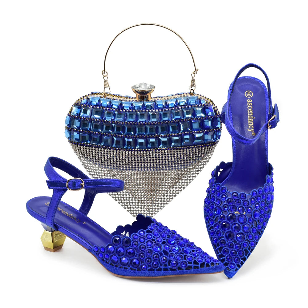 Hot Selling Pointed Toe Ladies Shoes Matching Bag Set for Nigeran Wedding Party Pumps Shoes for Women 2026 Designer Luxury