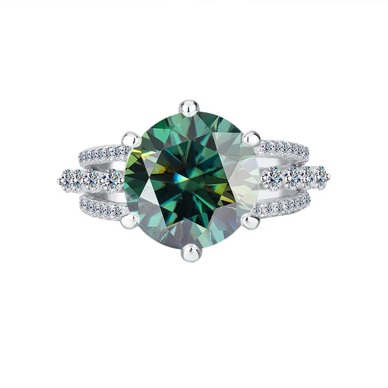 Classic Six-Claw PT950 Platinum Ring Set for Women, 5 Carat Moissanite, Sansheng Sanshi (Three Lives Three Worlds) Style