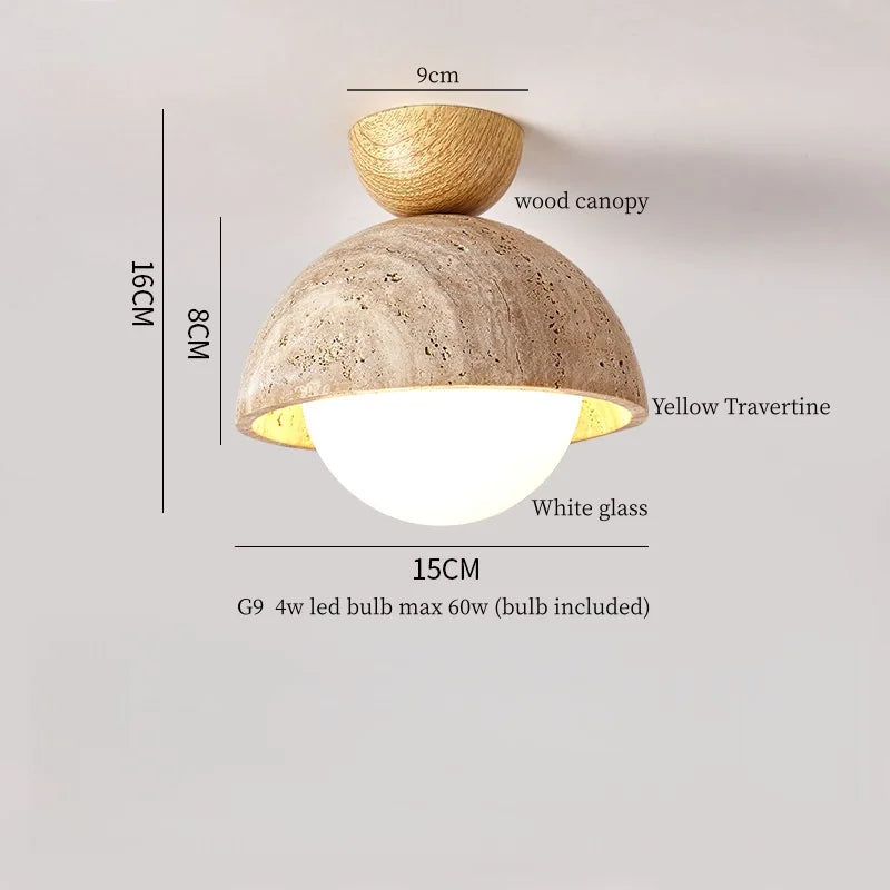 IWHD Japan Wabi Sabi LED Ceiling Lights Bedroom Bathroom Corridor Home Lighting Yellow travertine Ceiling Lamp Lampy Sufitowe