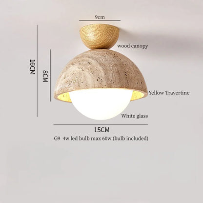IWHD Japan Wabi Sabi LED Ceiling Lights Bedroom Bathroom Corridor Home Lighting Yellow travertine Ceiling Lamp Lampy Sufitowe
