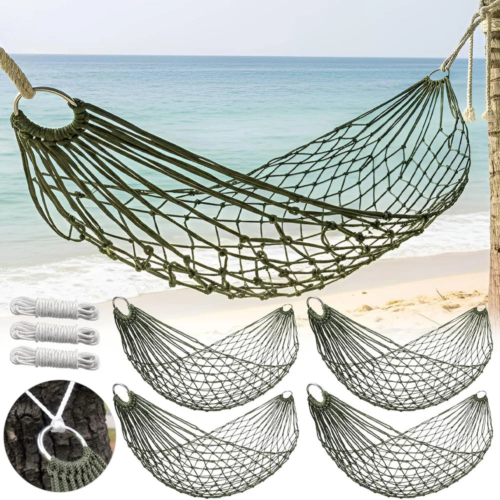 Garden Outdoor Thickened Nylon Rope Hammock Indoor Mesh Hammock Portable Simple Hammock Swing Chair