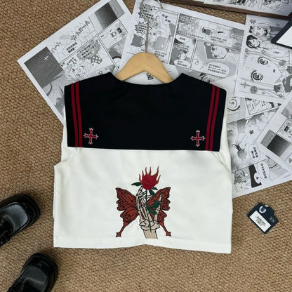 Dark Japanese Bad JK Uniform Long-sleeved Girl Orthodox Sailor Suit Role Play Handsome Long Skirt School Uniform Embroidery