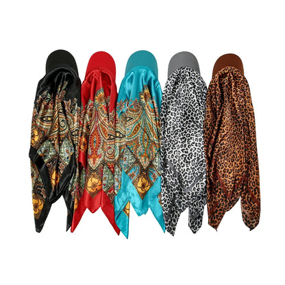 2026 New Floral Print Women Hijabs Scarf Hat Soft Satin Kerchief Hairband Neckerchief Head Hijab Lady Headband Headwear