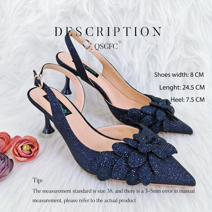 African Fashion Green Ladies Matching Shoes and Bags Nigerian Best Sell Women's Pointed Toe High Heels Commuter Wearable