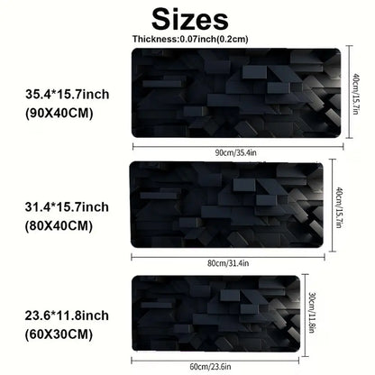 Black Gray Geometric Square Large  Gaming Mouse Pad Non-Slip Base Rubber Extended E-sports Keyboard Desk Mat Mousepad Anti-Slip