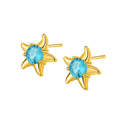 925 Sterling Silver Needle Light Blue Zircon Stud Earrings for Women Fashion Blue Enamel Pendant Earrings Luxury Jewelry Gifts