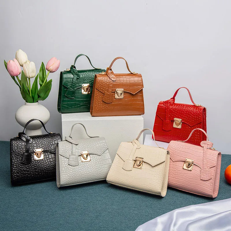 Chic Crocodile Small Tote Bag Ladies Handbag Vintage Square Bag Stylish Chain Shoulder Crossbody Bags Daily Use Phone Coin Purse