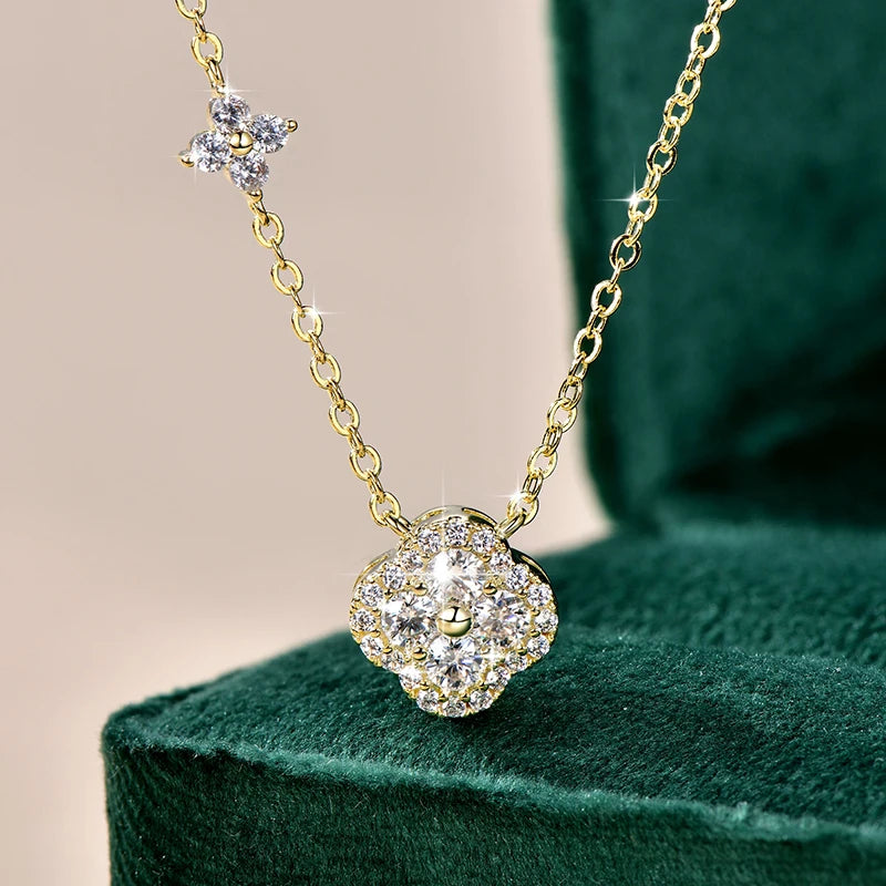 Rrjzz GRA Certified D-Color VVS1 Moissanite Pendant Necklace Lab Created Imitation Diamond for Women Charm Necklace Jewelry Gift