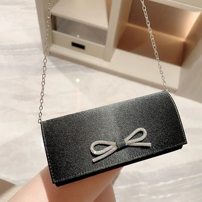 Luxury Sequins Silk Evening Bags Silver Clutch Bag Chain Bags Women Ladies
