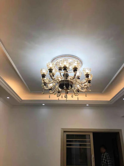 French Luxury Crystals Chandelier Living Room Bedroom Lamps Atmosphere Minimalist Ceramic Bedroom Crystal Lamp Villa Light Stair