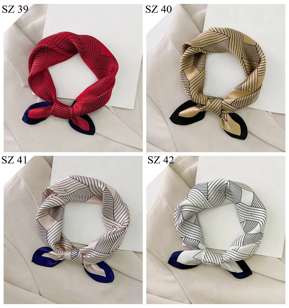 Silk Scarf For Bag Lady Neck Tie 100% Silk Scarf Luxury Brand Print Flower Stripe Plaid Dot Bandana Hair Tie Handkerchief Gifts