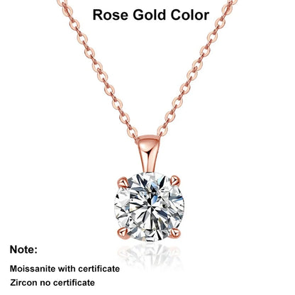 NeeTim 2ct 3ct Moissanite Necklace for Women Sterling Silver 925 with Yellow Rose White Gold Plated Engagement Pendant Necklace