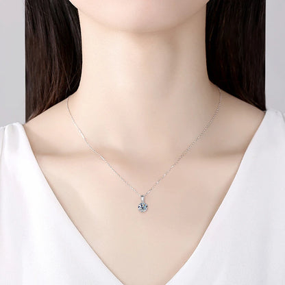 Butterflykiss Portuguese Cutting Moissanite Diamond 6.5mm Necklace For Woman Pendant 925 Silver Chains Party Bridal Fine Jewelry