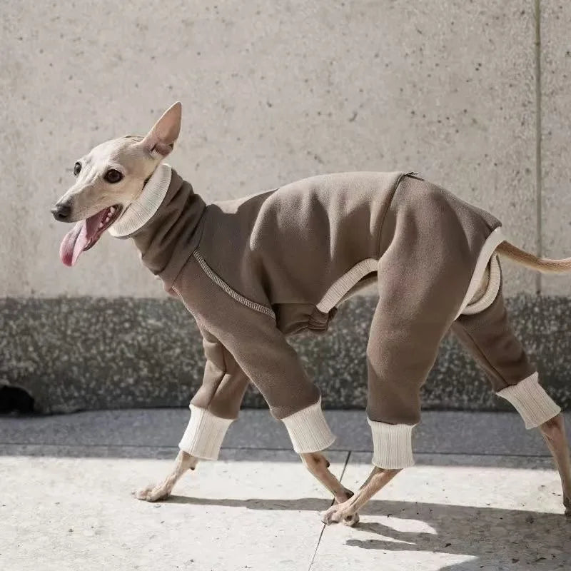 Soft Turtleneck Dog Jumpsuit Spring Autumn Stretch Warm Onesie Pajamas Whippets Greyhound Breeds Clothes for Medium Large Dogs