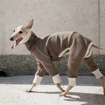 Soft Turtleneck Dog Jumpsuit Spring Autumn Stretch Warm Onesie Pajamas Whippets Greyhound Breeds Clothes for Medium Large Dogs