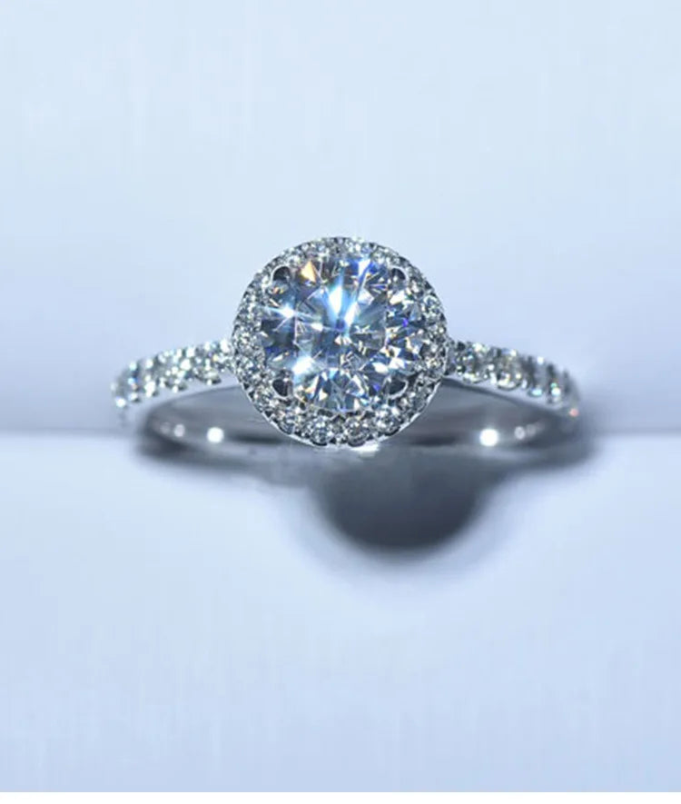 925Sterling Silver New Mozzarella Diamond Ring Female Internet Celebrity Live Stream Exclusive Set Zircon Inlaid Daily Wear Ring