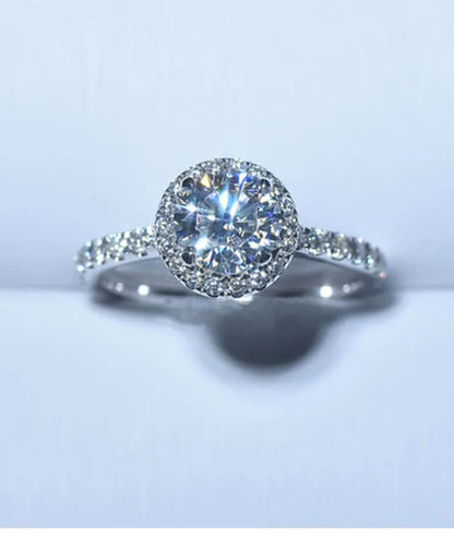 925Sterling Silver New Mozzarella Diamond Ring Female Internet Celebrity Live Stream Exclusive Set Zircon Inlaid Daily Wear Ring
