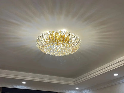 European Luxury Crystal Ceiling Round Chandelier Living Room Lights LED Lighting Bedroom Ceiling Lights