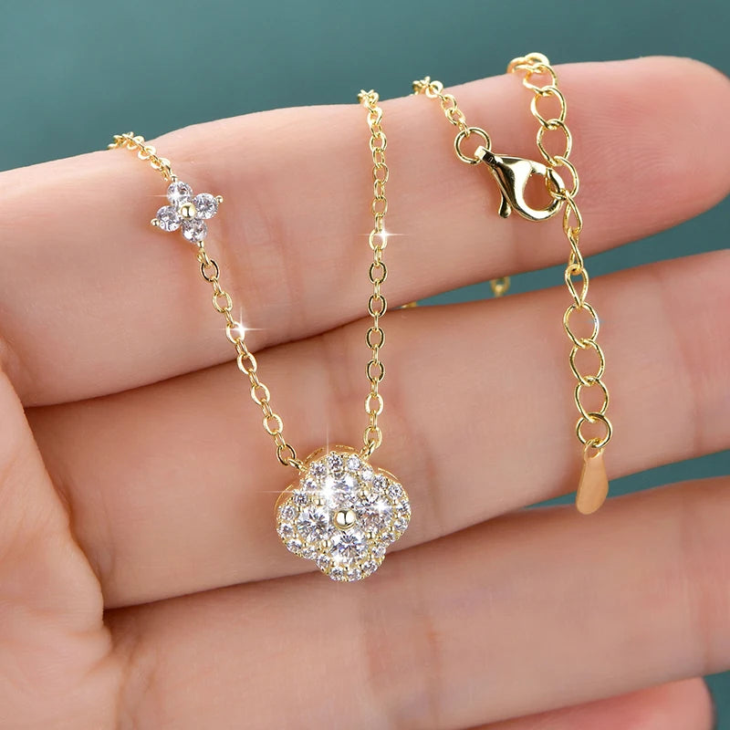 Rrjzz GRA Certified D-Color VVS1 Moissanite Pendant Necklace Lab Created Imitation Diamond for Women Charm Necklace Jewelry Gift