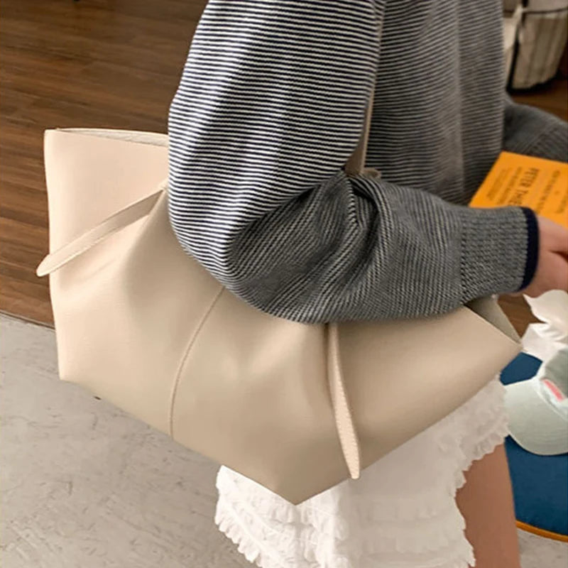 Luxury Designer Women's Soft PU Leather 2-in-1 Shoulder Tote Bag Set Big Capacity Branded Shopper Handbags Gray Blue PinkTan