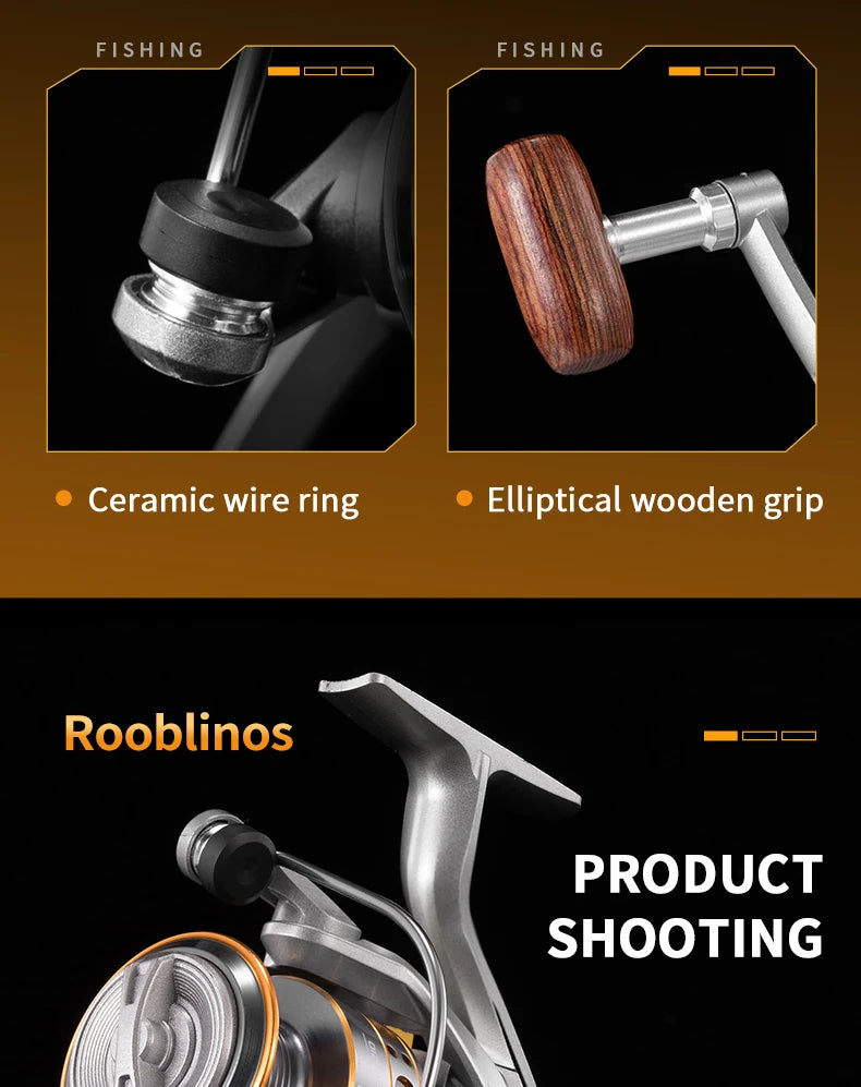 Rooblinos LD Lightweight Spinning Reel 5.2:1 Gear Ratio Smooth Fishing Reel for Trout Bass Freshwater Saltwater Fishing