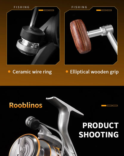 Rooblinos LD Lightweight Spinning Reel 5.2:1 Gear Ratio Smooth Fishing Reel for Trout Bass Freshwater Saltwater Fishing