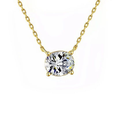 WSHUO 1/2/3carat East West Set Oval Cut Solitaire Moissanite Diamond Pendant Necklaces for Women Adjustable Stackable Neck Chain