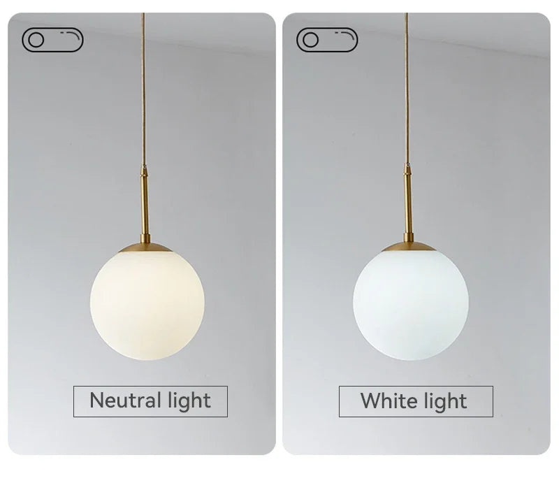 LED Glass Ball Pendant Lamp Nordic Chandelier Lights Home Indoor Dining Room Restaurant Bar Table Decor Hanging Suspension Lamp