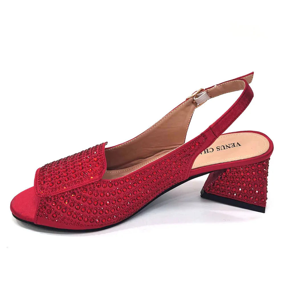 High Heels Shoes for Women Embroidery Rhinestone Italian Design Blue Color Pointed Toe Shoes and Bags Set Fashion