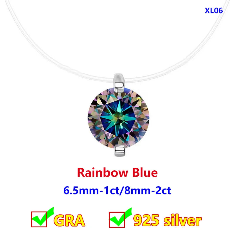 Moissanite Transparent Fishing Line for Women Mermaid Tears Necklace Creative Women's Moissanite Diamond Clavicle Chain