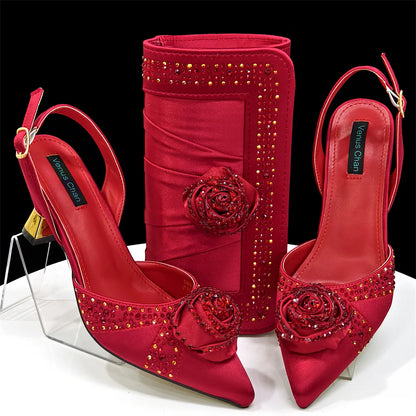 Green Women Shoes And Bag Set African Ladies High Heels Evening Pumps Match With Handbag Clutch Sandals Femmes Sandales CR955