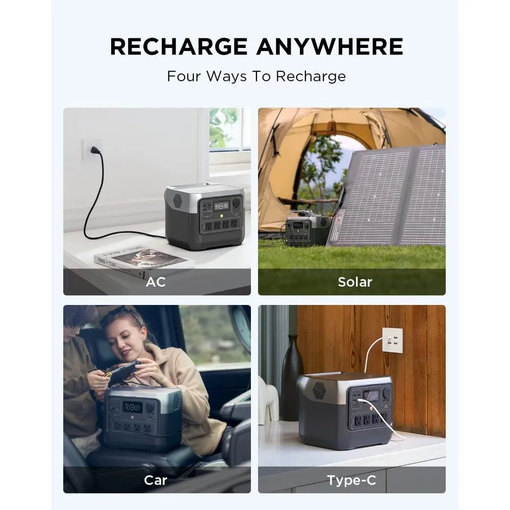 Solar Powered RIVER 2 Pro Portable Power Station 768Wh LiFePO4 Battery Fast Charging in 70 Mins 800W AC Outlet for Home RV