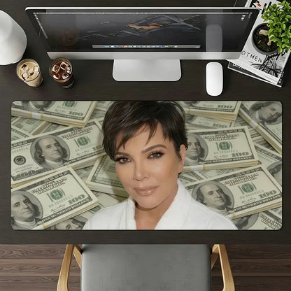 Cool Rich Kris Jenner Mouse Pad Large Non-Slip Waterproof Mat Stitched Edge Keyboard Pad for Gaming Daily Office