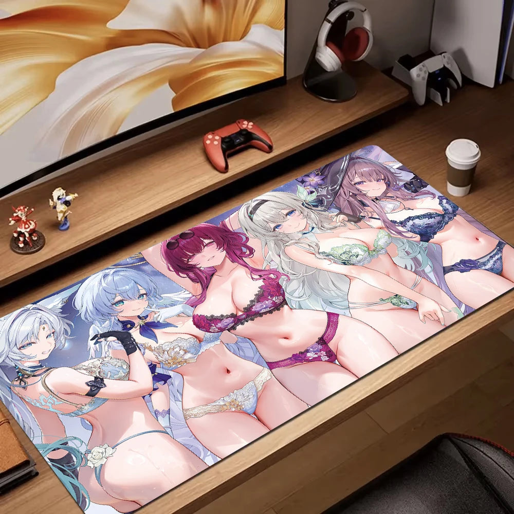 Radio Dj Large Professional Game Mouse Pad Keyboard Gamer Office Accessories Desk Mat Anime XXL Anti-Slip Desktop Mat Floor Mats
