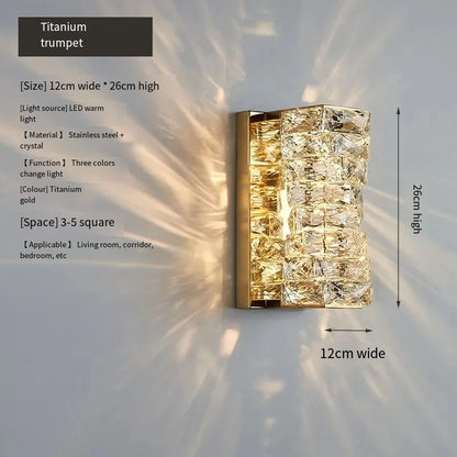 Luxury Crystal Wall Lamp Modern LED Sconce Chrome Gold Mirror Wall Light For Living Room Bedroom Aisle Indoor Decor Vanity Light