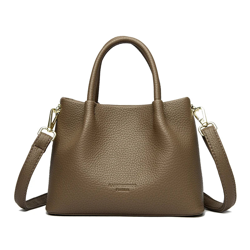 Women Soft Leather Top-Handle Bags Luxury Designer Handbag Solid Color Ladies Shoulder Crossbody Bag And Purse Commuting Sac
