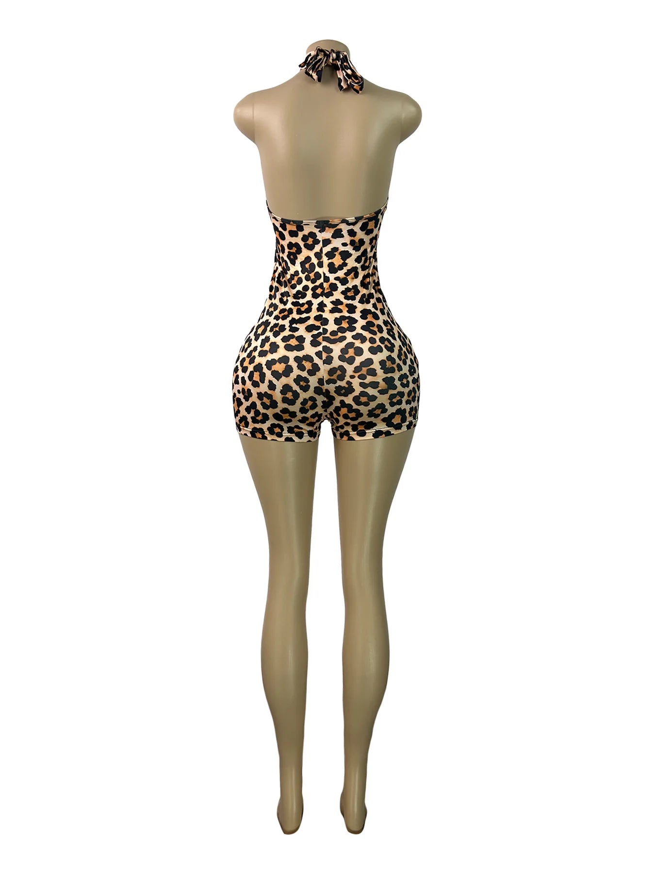 Women Jumpsuit Spring Summer Fashion Letter Print Crossed-Neck Deep V Backless Shorts Jumpsuit Girl Sexy Leopard Bodycon Rompers