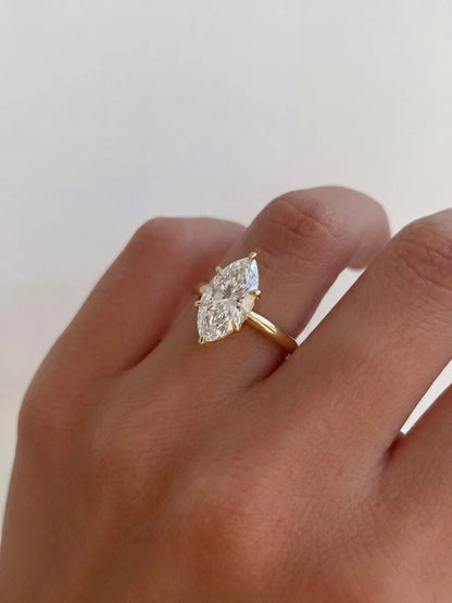 Moonla 925 Sterling Silver Classic 1-3 Carats Marquise Zircon Ring For Women Engagement Party Luxury High Quality Fine Jewelry