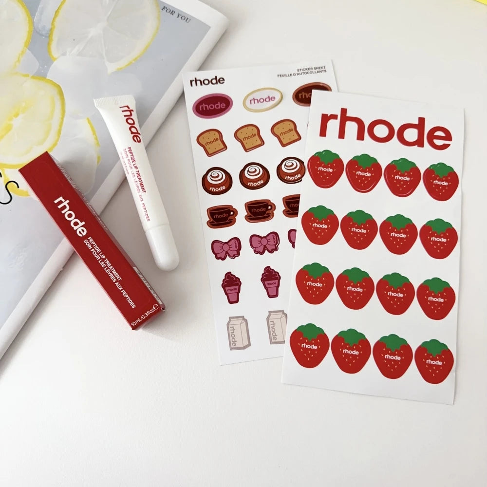 Rhode Summer Lip Moisturizer Lip Balm Smoothing Lipstick Lines Lasting Nourishing Women Makeup Daily Gloss Care with Stickers