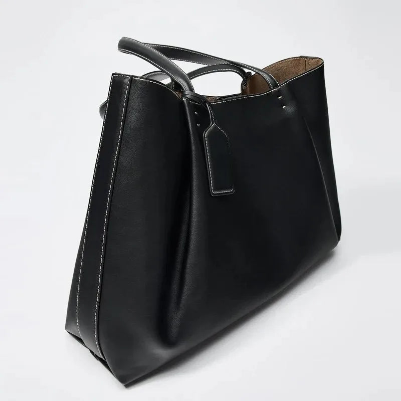 CLIP TOTE BAG, Women's Fashion Luxury Handbag Design, Pure Color Contracted and Single Shoulder Bag, Senior PU Leather Handbags