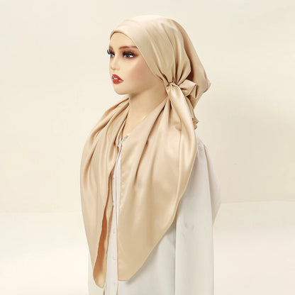New Muslim Instant Hijab Scarf Print Turban Thick Hair Bonnet Night Cap Turban For Sleeping Elastic Hair Satin Bonnet For Sleep