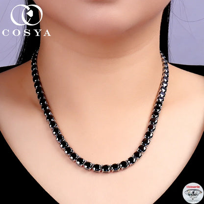 COSYA 3/4/5/6.5mm Black Moissanite Tennis Necklace For Women Men S925 Sterling Silver Lab Diamond Luxury HipHop Fine Jewelry