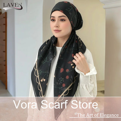 Women Printed Satin Silk Instant Hijab Scarf Stretch Muslim cotton viscose Turban Ramadan Hats Lady Bandana Caps Underscarf Eid