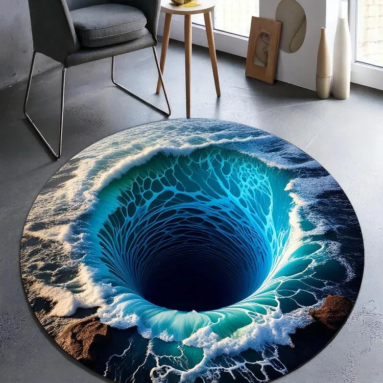 3D Vortex Rug Illusion Rug Optical Illusion Round Carpet Popular Rug Home Decor Living Room Rugs Cool Mat Housewarming Gift